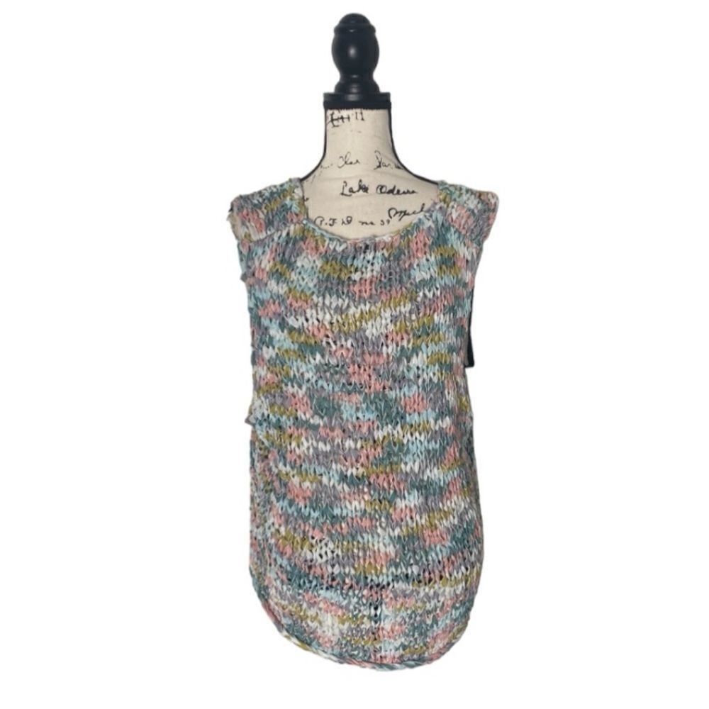 Ecote Woven Multicolor Textured Tank Top | Size M/L | Boho Knit Sleeveless Top